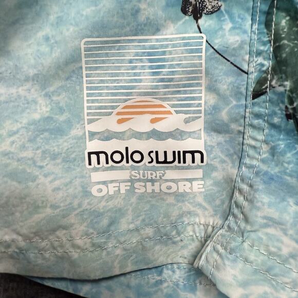 Molo Swim Trunks Youth Boys 11/12 Blue Ocean Boat Spin Elastic Waist - Picture 2 of 6